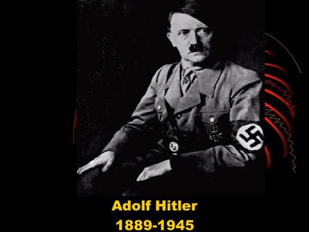 Adolf Hitler 1889-1945. Background Hitler was born in Austria Wanted to be an artist Rejected from Vienna’s art academy Is lost until WW I Serves in the.