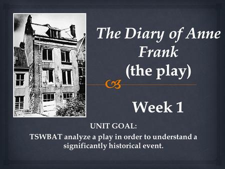 The Diary of Anne Frank (the play) Week 1