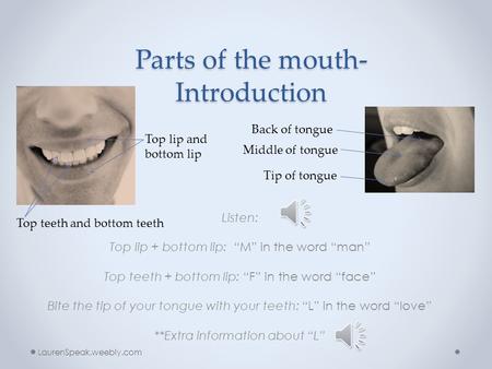 Parts of the mouth- Introduction