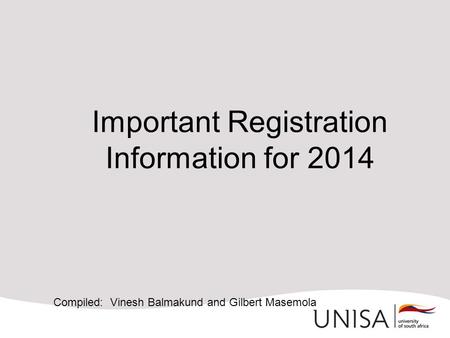 Important Registration Information for 2014