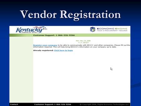 Vendor Registration. Vendor Login EEOCC Staff /Enter Request.