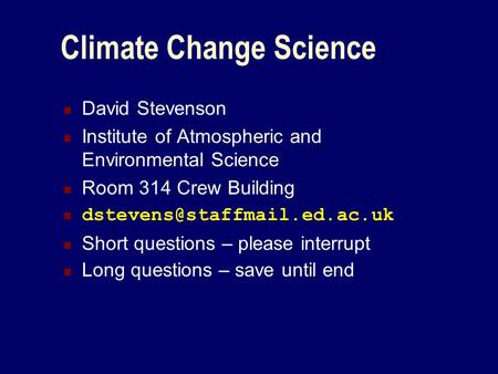 Climate Change Science