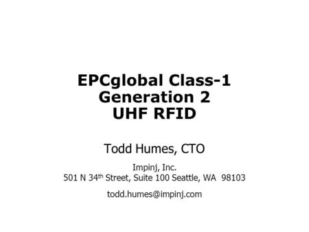 EPCglobal Class-1 Generation 2 UHF RFID