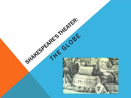 SHAKESPEARE'S THEATER: THE GLOBE. WHAT WAS THE GLOBE? The Globe was a theater built by Shakespeare and his associates in London's bankside district in.