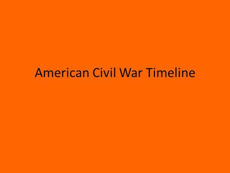 American Civil War Timeline. Lincoln’s Inauguration South fears a Northern Conspiracy Secession- Confederate States of America is formed!