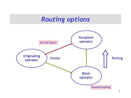 1 Routing options Originating operator Recipient operator Block operator PortingChoice All Call Query Onward routing.
