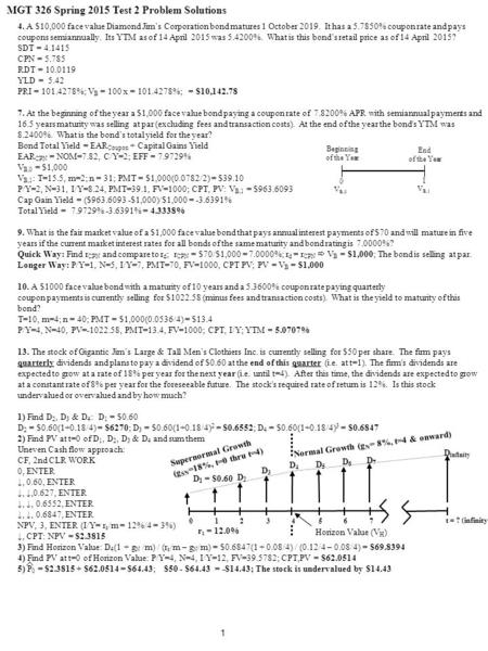 MGT 326 Spring 2015 Test 2 Problem Solutions