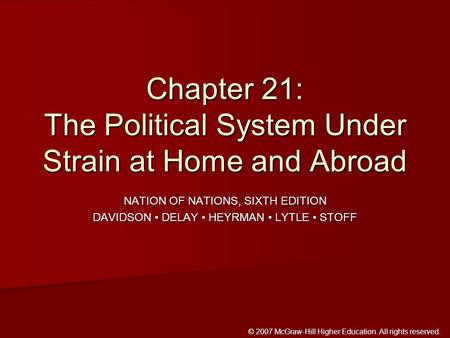 © 2007 McGraw-Hill Higher Education. All rights reserved. NATION OF NATIONS, SIXTH EDITION DAVIDSON DELAY HEYRMAN LYTLE STOFF Chapter 21: The Political.