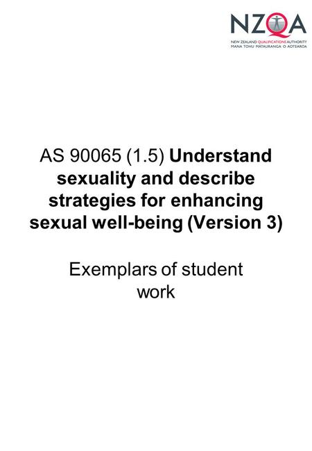 AS 90065 (1.5) Understand sexuality and describe strategies for enhancing sexual well-being (Version 3) Exemplars of student work.