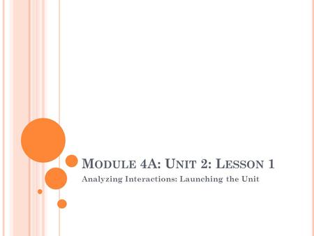 Analyzing Interactions: Launching the Unit