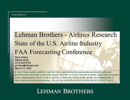 State of the U.S. Airline Industry FAA Forecasting Conference