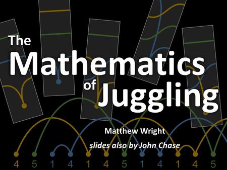 4154154141 4 5 Matthew Wright slides also by John Chase TheMathematics of Juggling.