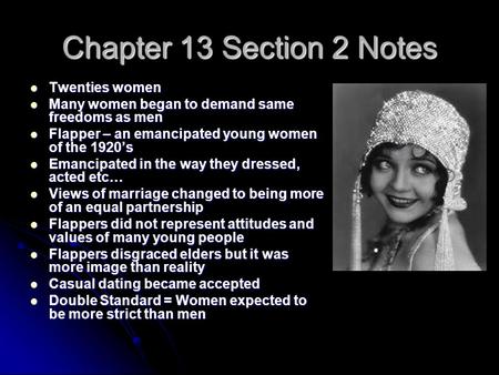 Chapter 13 Section 2 Notes Twenties women