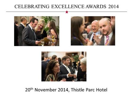 CELEBRATING EXCELLENCE AWARDS 2014 20 th November 2014, Thistle Parc Hotel.