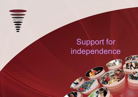 Support for independence. Lessons from the Enhancement of Learning Support project LSIS funded project Phase 1 initial research led by Natspec Phase 2.