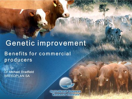 Genetic improvement Benefits for commercial producers Dr Michael Bradfield BREEDPLAN SA.
