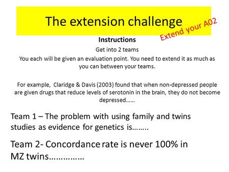 The extension challenge