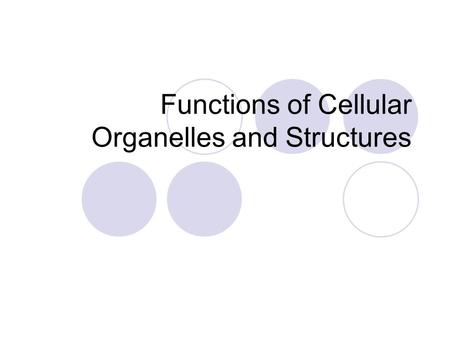 Functions of Cellular Organelles and Structures. The Cell… Is the smallest unit of life. It is much like a factory. Each organelle functions like a department.