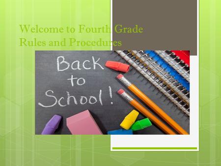 Welcome to Fourth Grade Rules and Procedures. Entering the Classroom  Drop off your homework in the basket.  Hang jackets and backpacks in the closet.