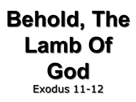 Behold, The Lamb Of God Exodus 11-12. Behold, The Lamb Of God Exodus 11-12 Behold, The Lamb Of God Exodus 11-12 1. The Lamb Needed 11:1-10 1. The Lamb.