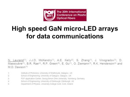High speed GaN micro-LED arrays for data communications