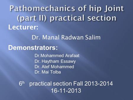Pathomechanics of hip Joint (part II) practical section
