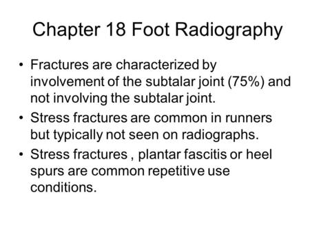 Chapter 18 Foot Radiography
