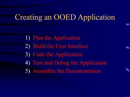 Creating an OOED Application