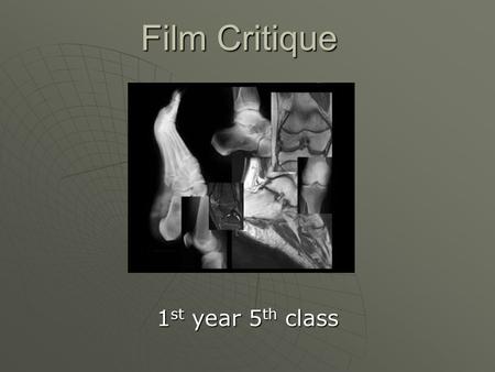 Film Critique 1st year 5th class.