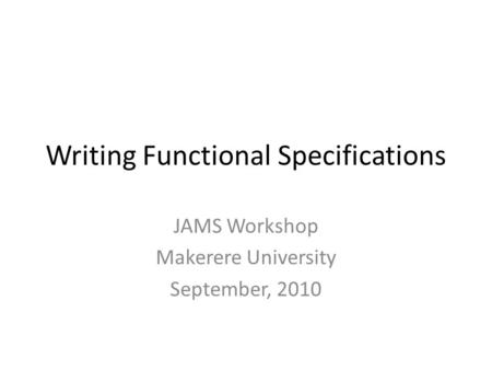 Writing Functional Specifications
