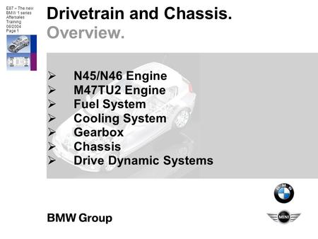 Drivetrain and Chassis. Overview.