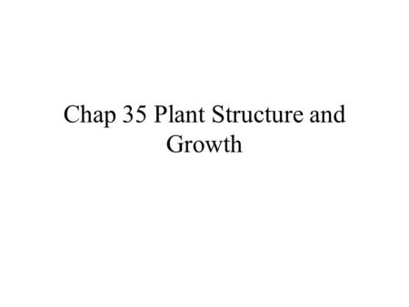 Chap 35 Plant Structure and Growth