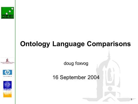 1 Ontology Language Comparisons doug foxvog 16 September 2004.