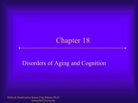 Disorders of Aging and Cognition