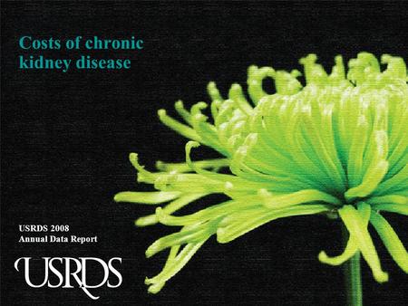 Costs of chronic kidney disease USRDS 2008 Annual Data Report.