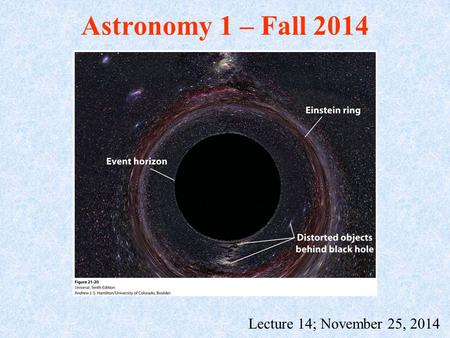 Astronomy 1 – Fall 2014 Lecture 14; November 25, 2014.