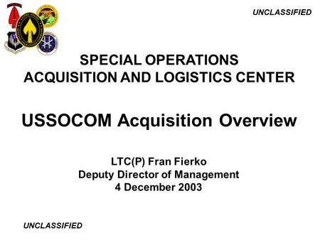 USSOCOM Acquisition Overview
