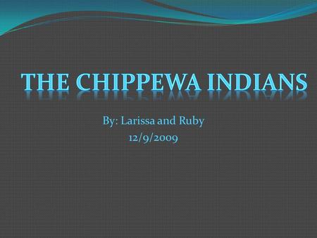 The Chippewa Indians By: Larissa and Ruby 12/9/2009.