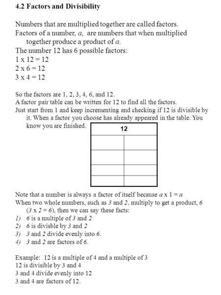 4.2 Factors and Divisibility