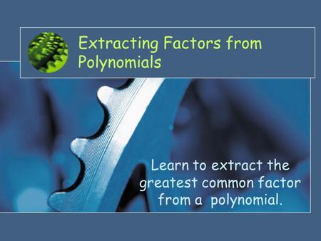 Extracting Factors from Polynomials