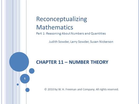CHAPTER 11 – NUMBER THEORY