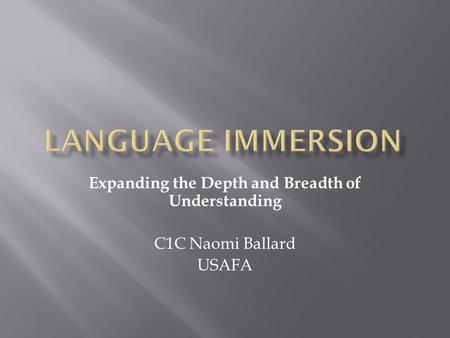 Expanding the Depth and Breadth of Understanding C1C Naomi Ballard USAFA.