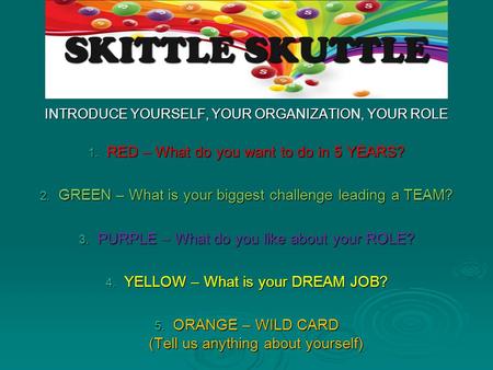 SKITTLE SKUTTLE RED – What do you want to do in 5 YEARS?