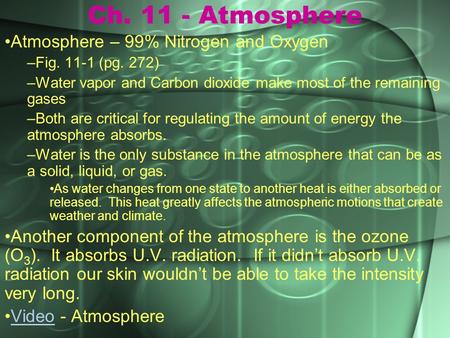 Ch Atmosphere Atmosphere – 99% Nitrogen and Oxygen
