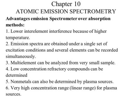 Chapter 10 ATOMIC EMISSION SPECTROMETRY
