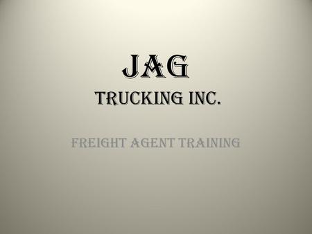 Freight Agent Training