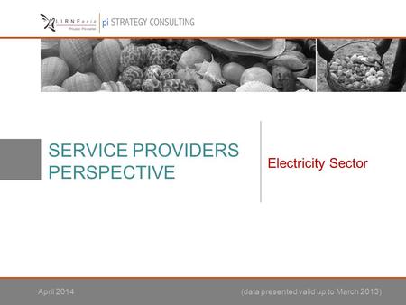SERVICE PROVIDERS PERSPECTIVE Electricity Sector April 2014 (data presented valid up to March 2013)