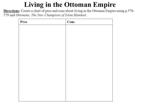 Living in the Ottoman Empire