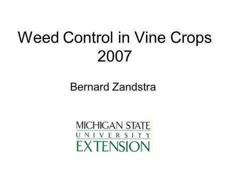 Weed Control in Vine Crops 2007 Bernard Zandstra.