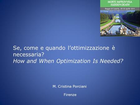 Se, come e quando l’ottimizzazione è necessaria? How and When Optimization Is Needed? M. Cristina Porciani Firenze.